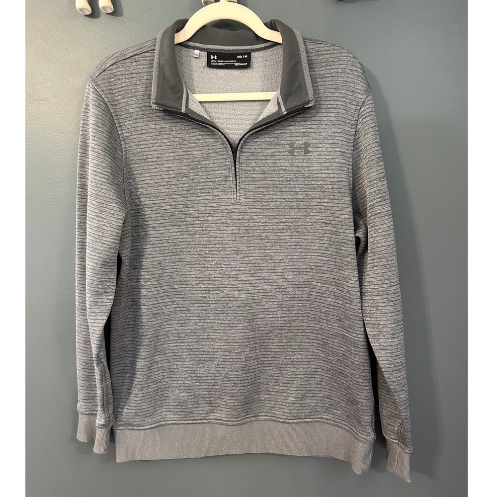 Under Armour Men's Loose ColdGear Quarter‎ Zip Pullover Heathered Gray Medium